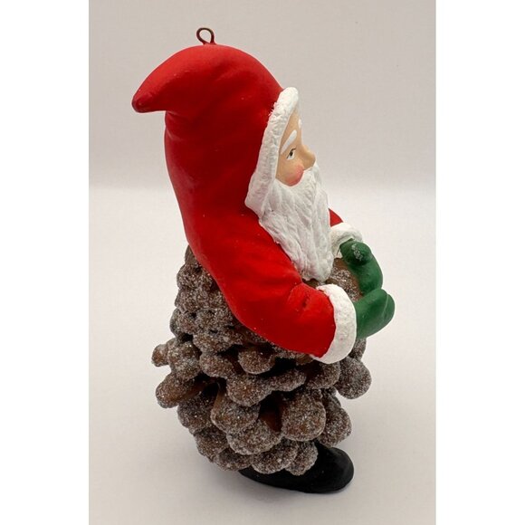 Vintage Pinecone Santa Claus Christmas Tree Ornament Glitter Accents Rustic - Picture 5 of 8